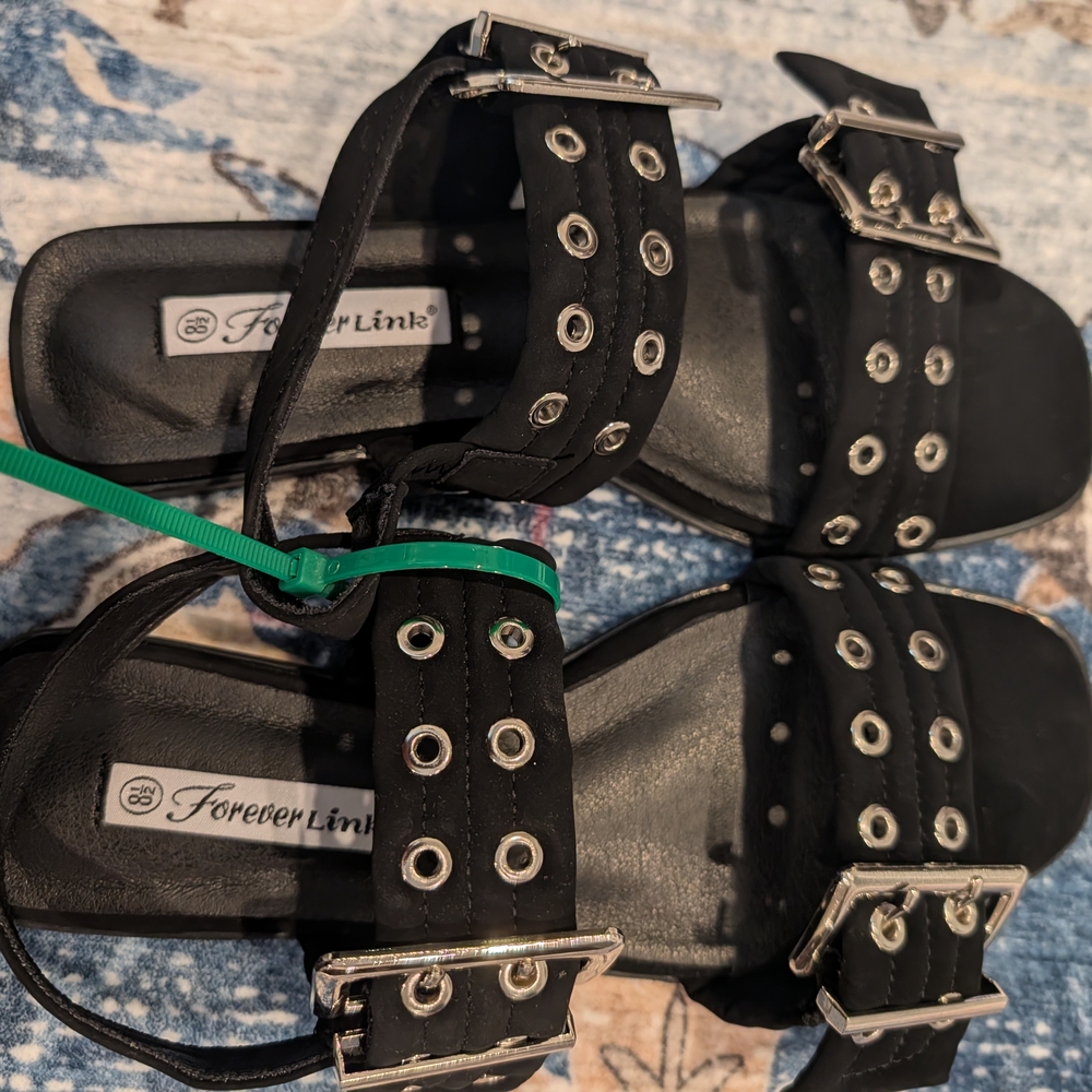 Forever Link Black Studded Sandals